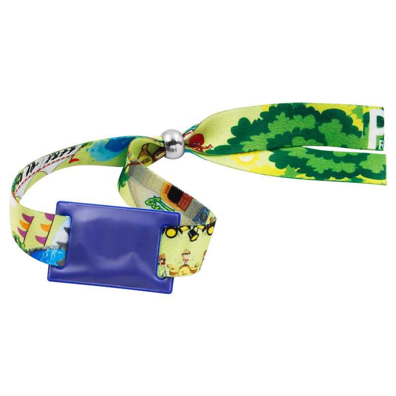 BZ01 RFID Fabric Weaving Wristband Disposable Button Bracelets