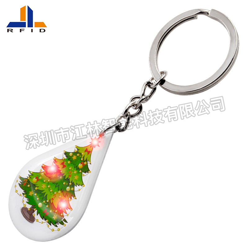 DJ10 RFID Epoxy Key fob with LED light NFC key chain key holder