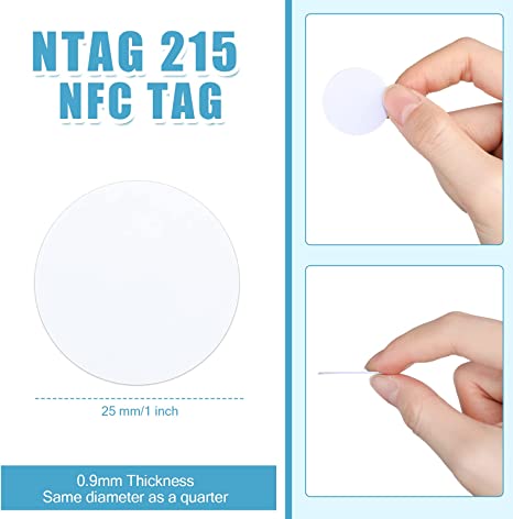 NTAG215 NFC Round Cards NFC 215 Card Tag Compatible with TagMo and Amiibo and NFC Enabled Mobile Phones and Devices