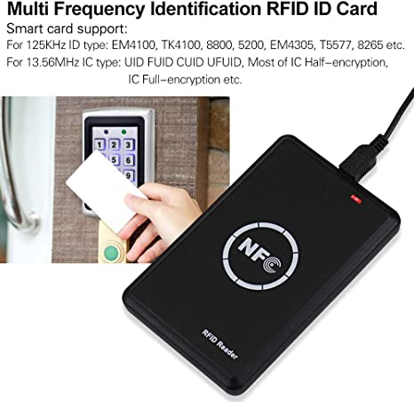 13.56MHz IC Card Copier NFC Reader 125KHz RFID Reader Writer Duplicator Smart Card Programmer with IC Encrypted ID Composite Buckle Writable Key Fob